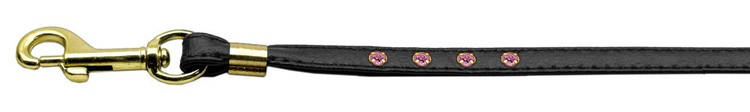 Color Crystal Leash Black w/ Pink Stones Gold Hardware